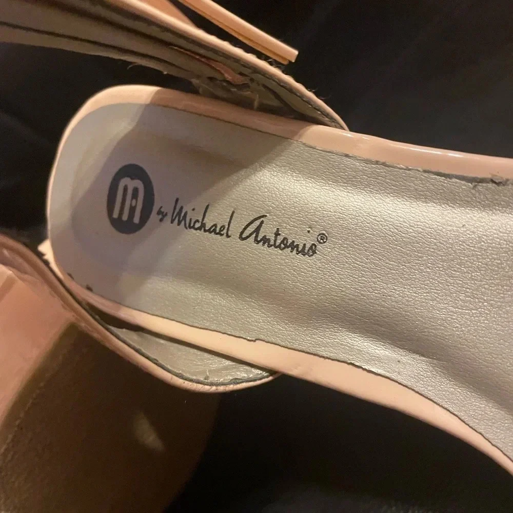 MICHAEL ANTONIO PATENT NUDE WEDGES
